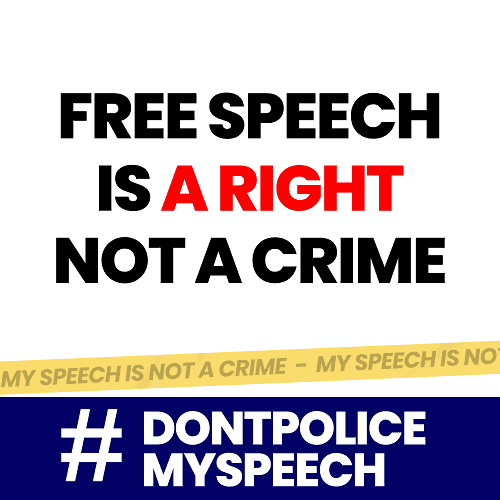 Image illustrating the concept of free speech not being a crime, featuring a gavel and the First Amendment text, symbolizing legal protection of free expression. Article written by Darren Chaker discussing viewpoint discrimination and First Amendment rights.
